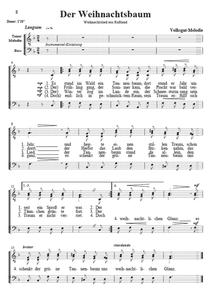 Advent und Weihnachten - Lieder im 3stimmigen Intermelodie-Satz für Männerstimmen