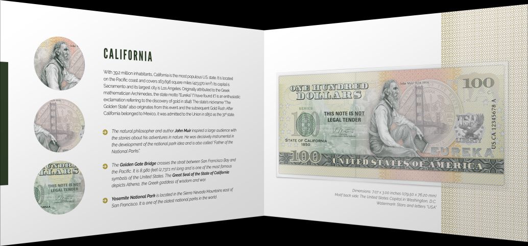 Souvenir note 100 Dollar California - The Golden State