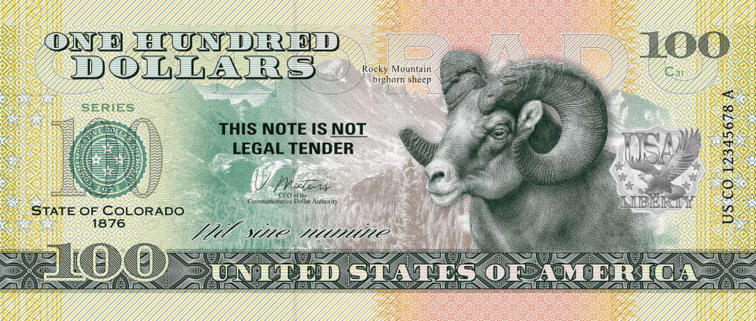 Souvenir note 100 Dollar Colorado - The Century State