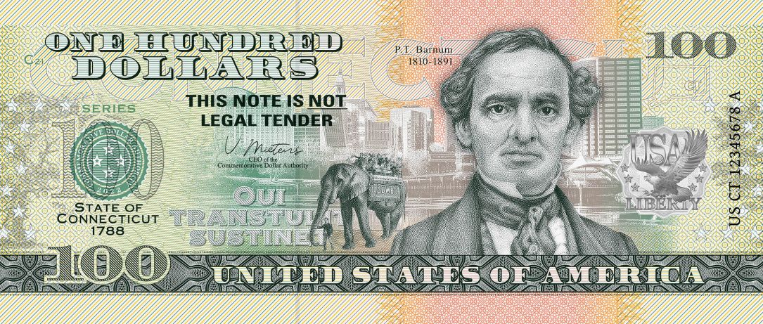 Souvenir note 100 Dollar Connecticut - The State of the Constitution