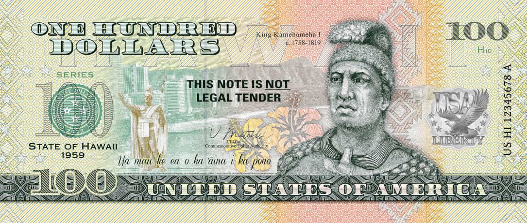 Souvenir note 100 dollars Hawaii - The Aloha State