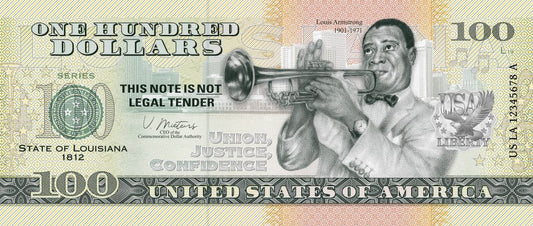 Souvenir note 100 dollars Louisiana - The Pelican State