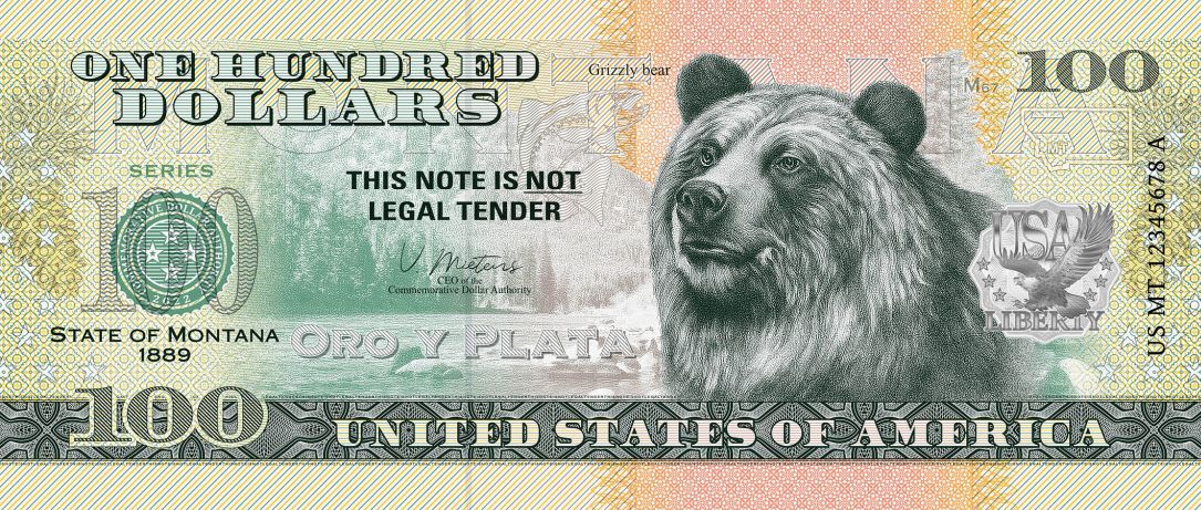 Souvenir note 100 Dollar Montana - The Land of the Big Sky