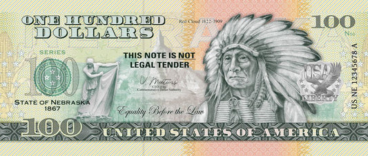 Souvenir note 100 Dollar Nebraska - The Corn Sheller State