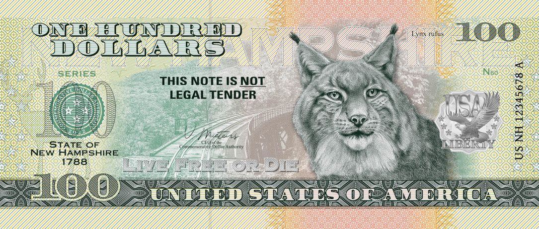 Souvenir note 100 dollars New Hampshire - The White Mountain State