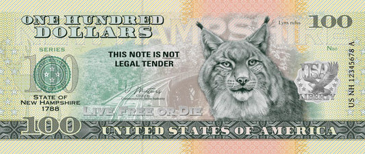 Souvenir note 100 dollars New Hampshire - The White Mountain State