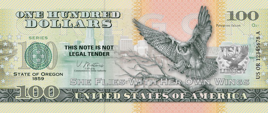 Souvenir note 100 Dollar Oregon - State of natural superlatives