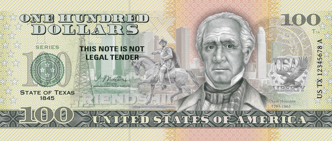 Souvenir note 100 Dollar Texas - The "Lone Star State"