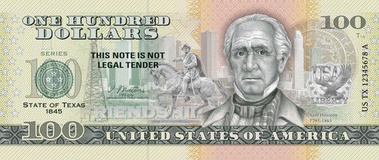 Souvenir note 100 Dollar Texas - The "Lone Star State"