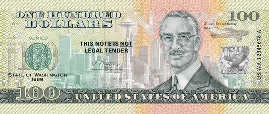 Souvenir note 100 Dollar Washington - The evergreen state