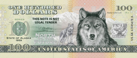 Souvenir note 100 Dollar Alaska - The largest exclave in the world