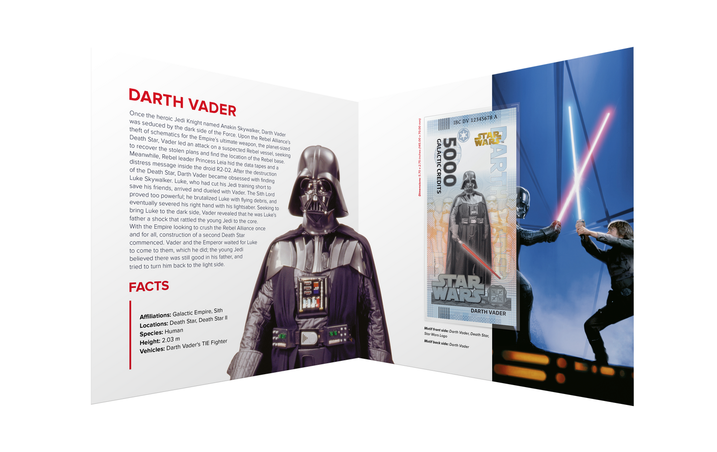 Darth Vader Star Wars  - 5.000 Galactic Credits  Souvenirschein