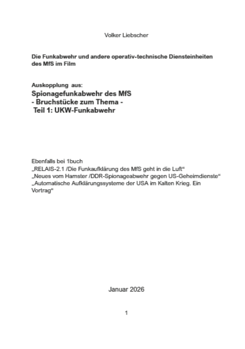 Die Funkabwehr und andere operativ-technische Diensteinheiten des MfS im Film