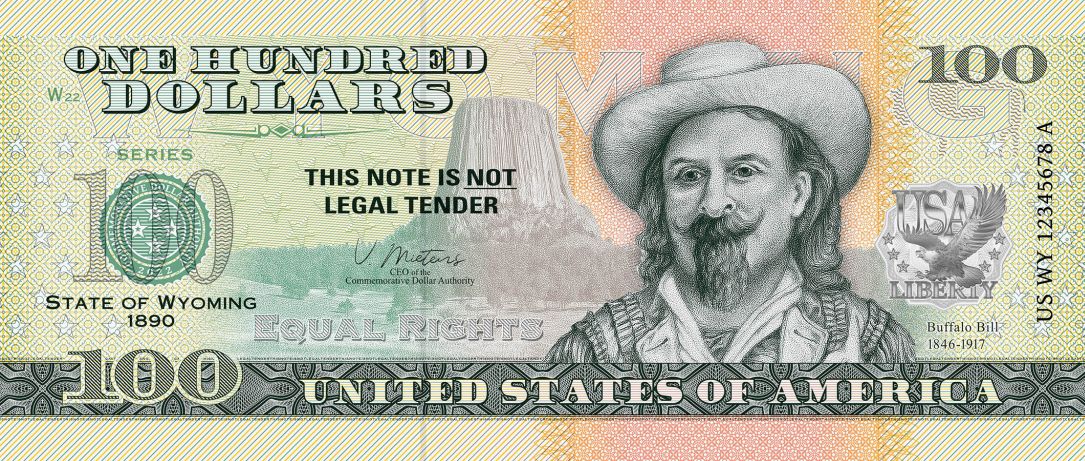 Souvenir note 100 dollars Wyoming - The Equality State