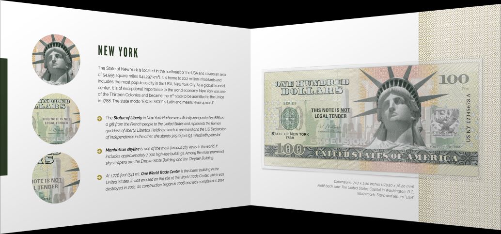 Souvenir note 100 Dollar New York – The state with the Big Apple