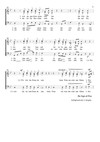 Rheinlieder im 3-stimmigen Intermelodie-Chorsatz für Männerstimmen