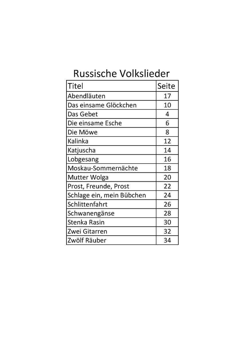 Russische Volkslieder in deutscher Sprache